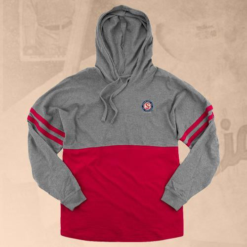 Spokane Indians Ladies Hooded Granite/Red Pom Pom Jersey