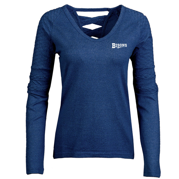 Buffalo Bisons Ladies Navy Script Siren Long Sleeve