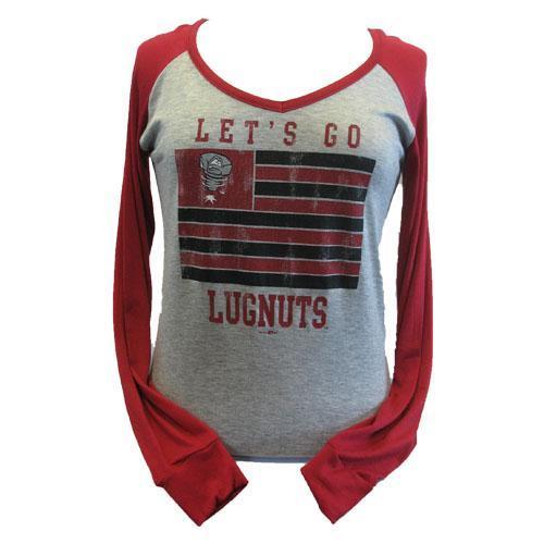 Lansing Lugnuts Ladies V-Neck Contrast Raglan