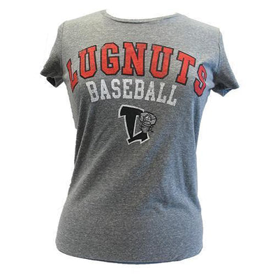 Lansing Lugnuts Ladies Retro Streaky Gray T-shirt