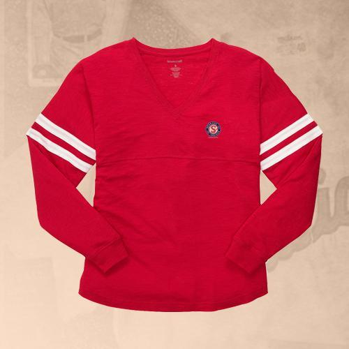 Spokane Indians Ladies V-Slub Red Pom Pom Long Sleeve