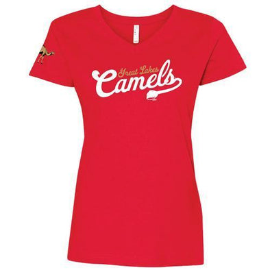 Great Lakes Loons V-Neck Camel Tee - Lady's