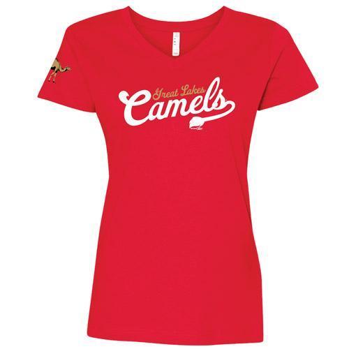Great Lakes Loons V-Neck Camel Tee - Lady's