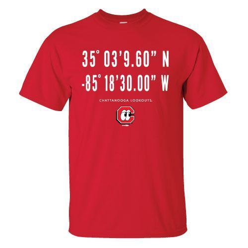 Chattanooga Lookouts Latitude Red Adult Tee