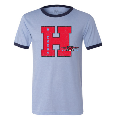 Hickory Crawdads Letterman Ringer Tee