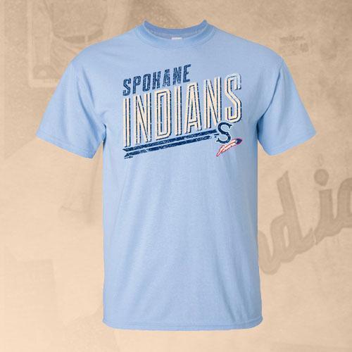Spokane Indians Light Blue Ellis Wording Design Tee