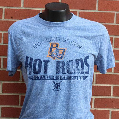 Bowling Green Hot Rods Men's Tri-Blend Navy Tee