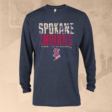 Spokane Indians Long Sleeved Athletic Navy Tee