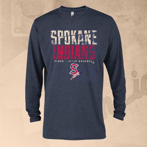 Spokane Indians Long Sleeved Athletic Navy Tee