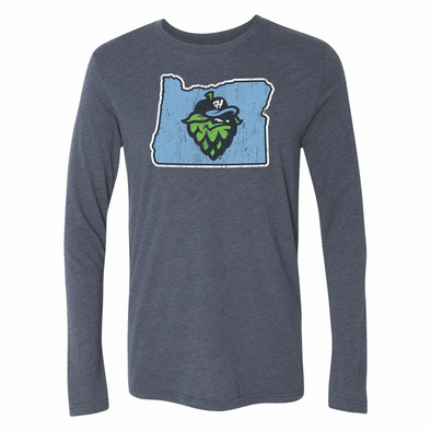 108 Stitches Long Sleeve State Logo T-Shirt, Hillsboro Hops