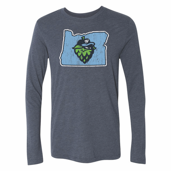108 Stitches Long Sleeve State Logo T-Shirt, Hillsboro Hops