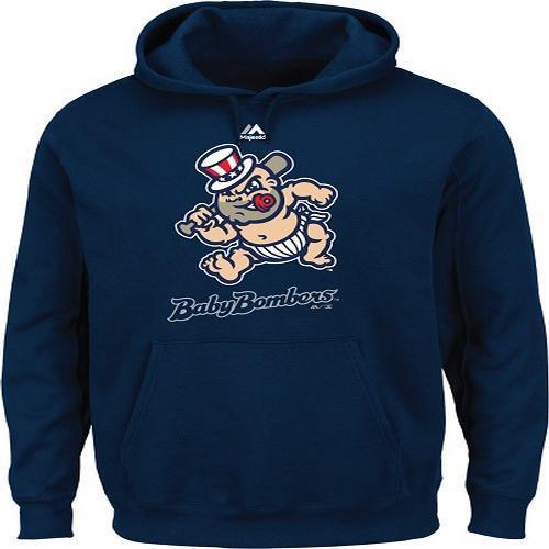 Scranton/Wilkes-Barre RailRiders Majestic Adult Baby Bomber Navy Hooded Sweatshirt