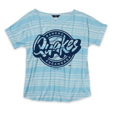 Rancho Cucamonga Quakes Women's Slouch Striped Aqua T-Shirt