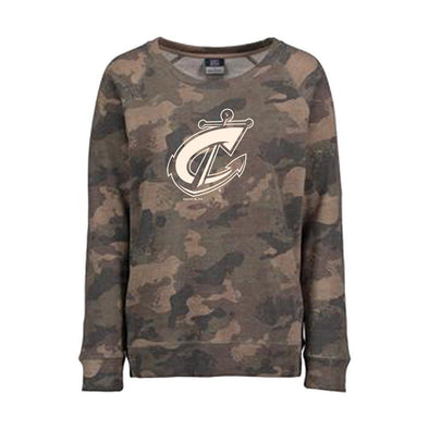 Columbus Clippers MV Sport Women's Faded Camo Crew