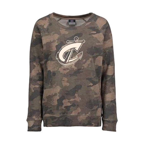 Columbus Clippers MV Sport Women's Faded Camo Crew