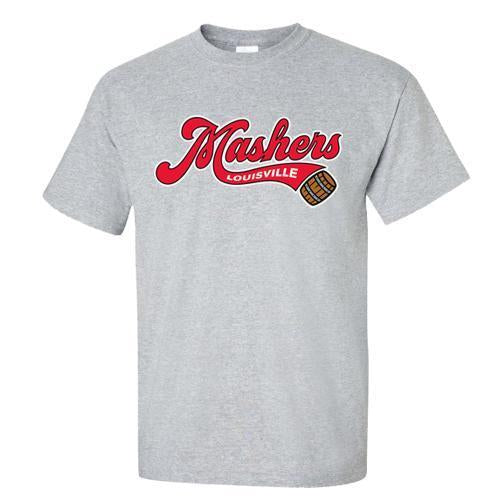 Louisville Bats Adult Mashers Wordmark SS Tee in Grey
