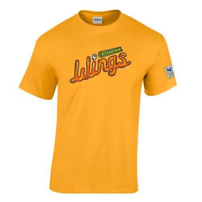 Buffalo Bisons Wings Gold Script Logo Tee