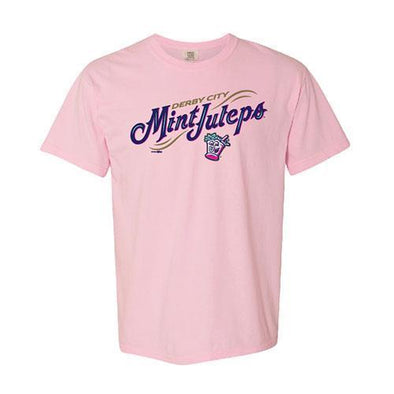 Louisville Bats Men's Mint Julep Pink Wordmark Tee