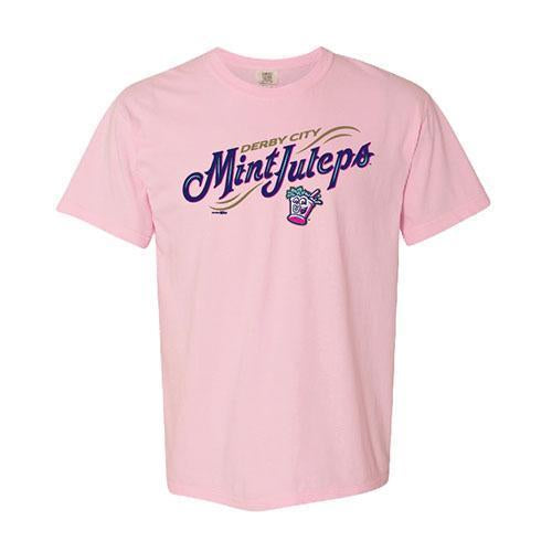 Louisville Bats Men's Mint Julep Pink Wordmark Tee