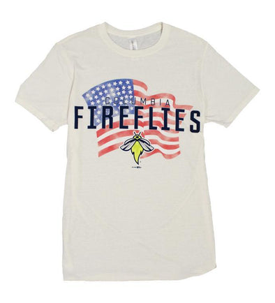 Columbia Fireflies Adult Cream American Flag T-Shirt