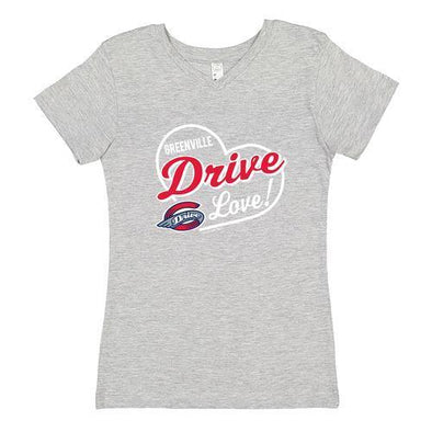 Greenville Drive Soft as a Grape Girls Grey Vneck Heart Tee