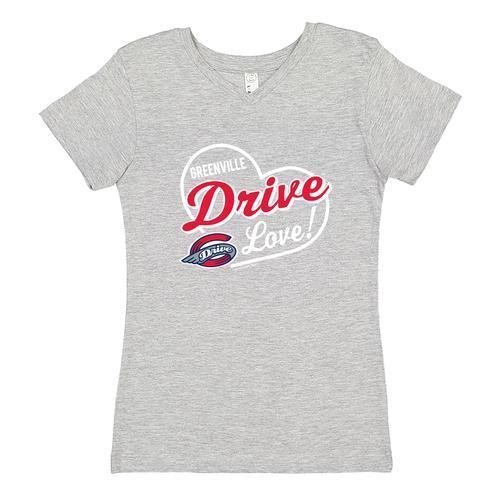 Greenville Drive Soft as a Grape Girls Grey Vneck Heart Tee