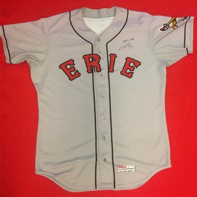 Erie SeaWolves Mike Gerber Gray Away Game Used Autograph Jersey #17
