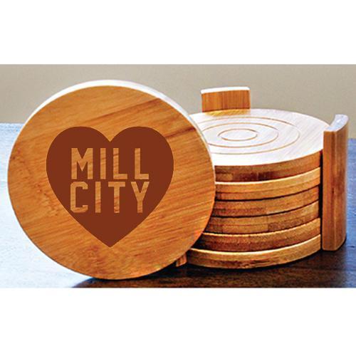 Lowell Spinners Mill City Heart Bamboo Coaster Set