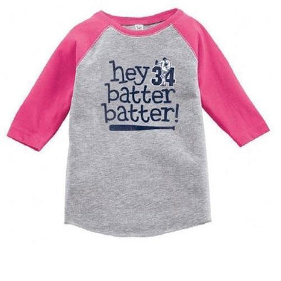 Round Rock Express Nolan Ryan Foundation Toddler "HEY BATTER!" Raglan Tee in Pink