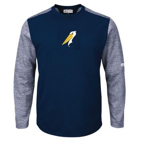 Myrtle Beach Pelicans MAJESTIC NAVY TECH CREW FLEECE