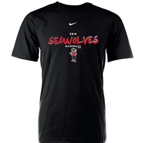 Erie SeaWolves Nike Youth Black Paint Script Tee