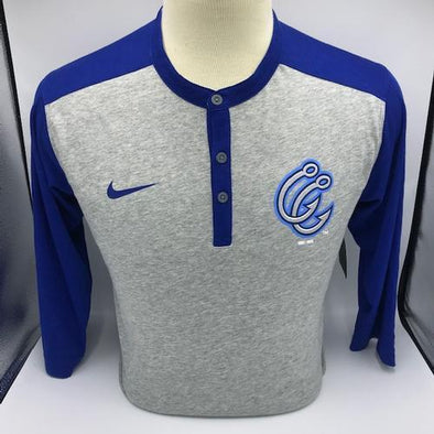 Nike - T 3/4 Sleeve Flux Henley - Road Logo - Royal / Grey