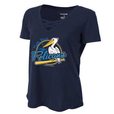 Myrtle Beach Pelicans BOXERCRAFT LADIES NAVY CAGE TEE