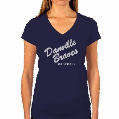 Danville Braves Ladies V-Neck Retro - Navy