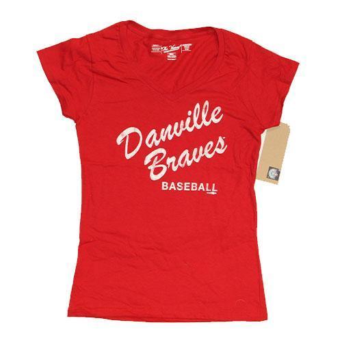 Danville Braves Ladies V-Neck Retro - Red