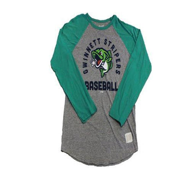 Gwinnett Stripers Original Retro Brand Long Sleeve Raglan- Green