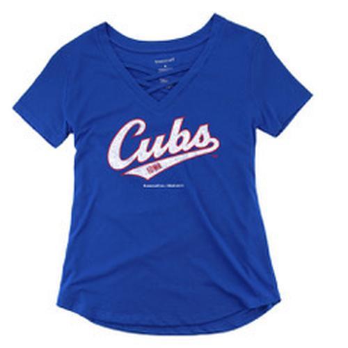 Iowa Cubs Women's Caged Front Tee, Royal