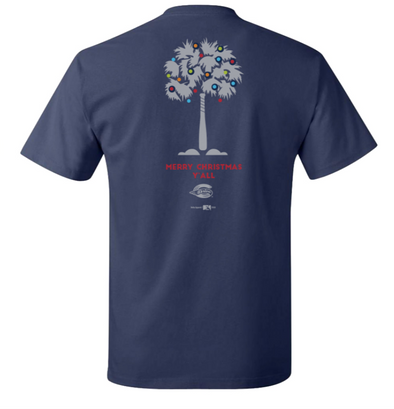 Greenville Drive Coast Navy Palmetto Christmas Tree Tee Shirt