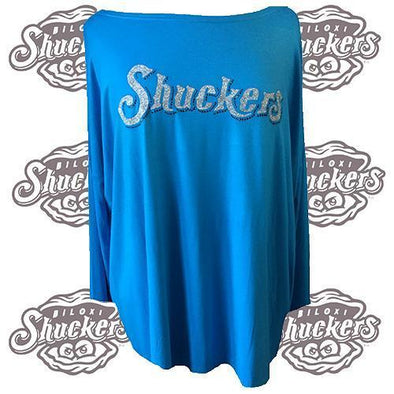 Biloxi Shuckers Tee-Wmn Piko L/S Royal