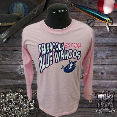 Pensacola Blue Wahoos Pink Youth Long Sleeve T-Shirt