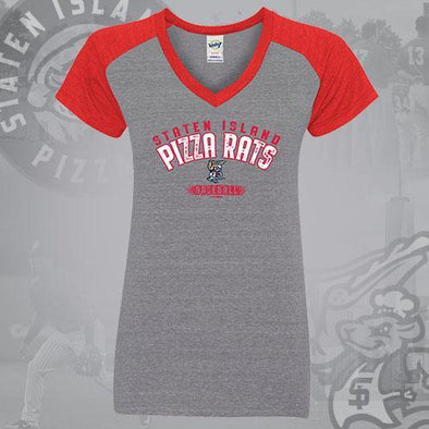 Staten Island Pizza Rats Bimm Ridder Ladies Chef Logo V-Neck Raglan