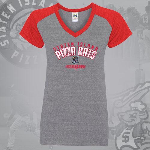 Staten Island Pizza Rats Bimm Ridder Ladies Chef Logo V-Neck Raglan