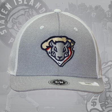 Staten Island Pizza Rats OC Sports Grey/White Rat Head Stretch Fit Cap