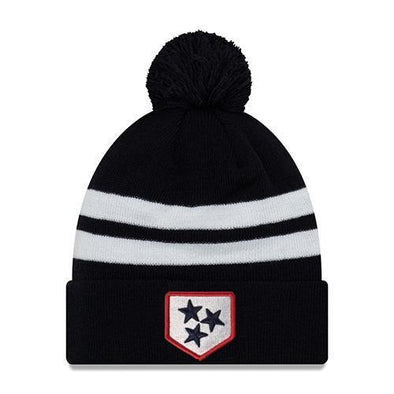 Nashville Sounds New Era Navy Pom Knit Plate Logo Beanie