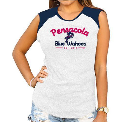 Pensacola Blue Wahoos Women's Raglan Muscle