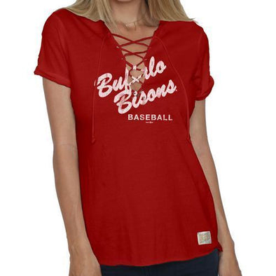Buffalo Bisons Ladies Red Lace Up Tee