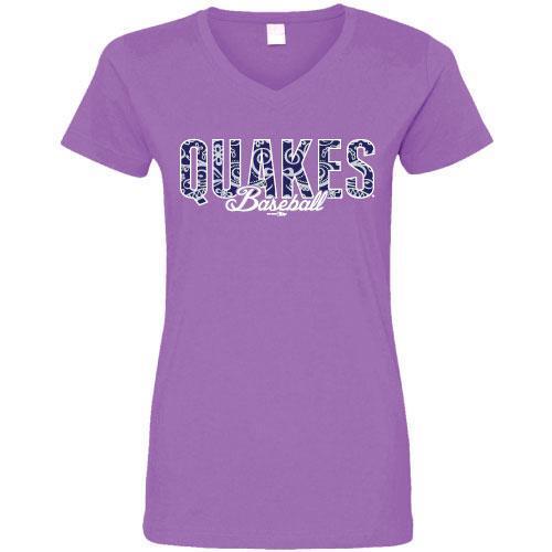 Rancho Cucamonga Quakes Rancho Cucmaonga Quakes Ladies  Lavender V-Neck Tee