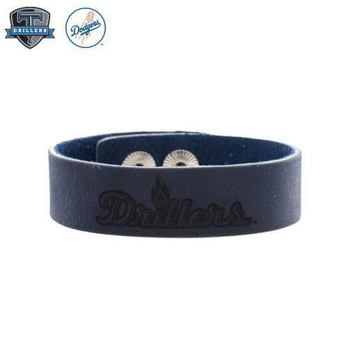 Tulsa Drillers Rustic Cuff Blue Leather Snap Cuff Drillers