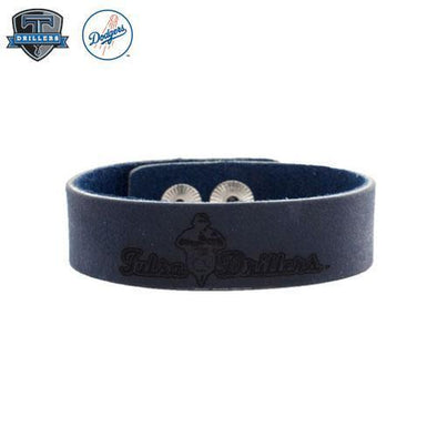 Tulsa Drillers Rustic Cuff Blue Leather Snap Cuff Primary