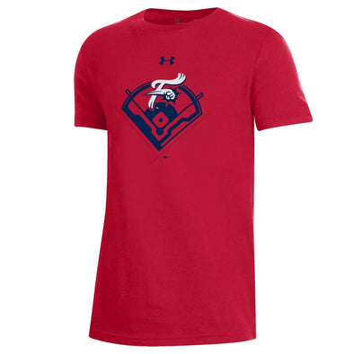 UA Youth Red Cotton Stadium Tee